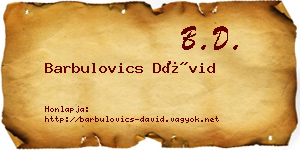 Barbulovics Dávid névjegykártya